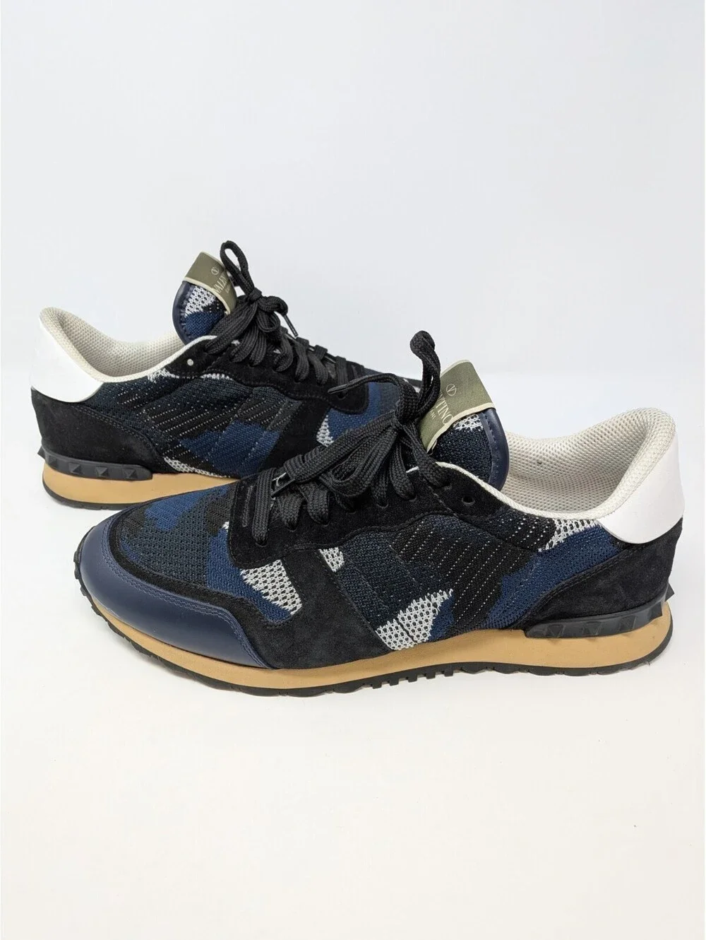 Valentino Garavani Rockrunner Camo Sneakers Navy Black TT723Y0 EU 43 US 10